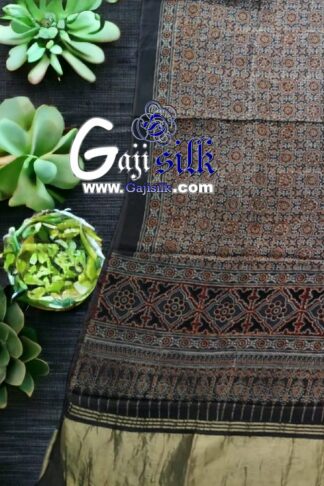 Gaji Silk Natural Ajrak Lagdi Dupatta 06