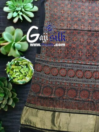Gaji Silk Natural Ajrak Lagdi Dupatta 04