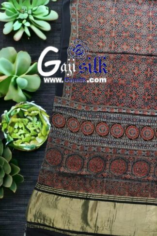Gaji Silk Natural Ajrak Lagdi Dupatta 04