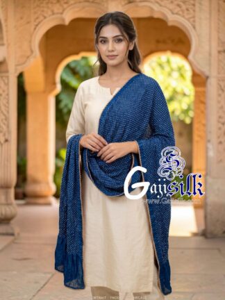 Blue Rai Dani Dots Bandhani Dupatta Pure GajiSilk