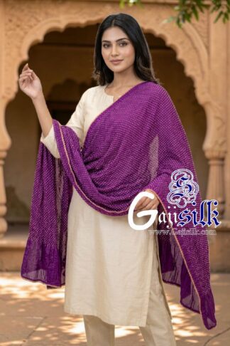 Magenta Rai Dani Dots Bandhani Dupatta Pure GajiSilk
