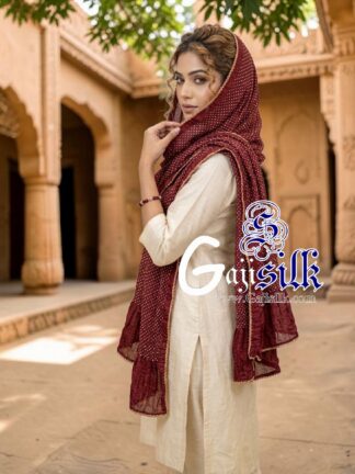 Marron Rai Dani Dots Bandhani Dupatta Pure GajiSilk