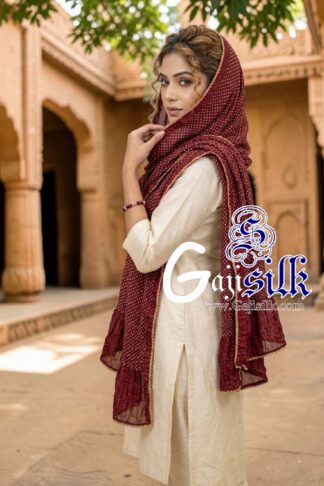 Marron Rai Dani Dots Bandhani Dupatta Pure GajiSilk