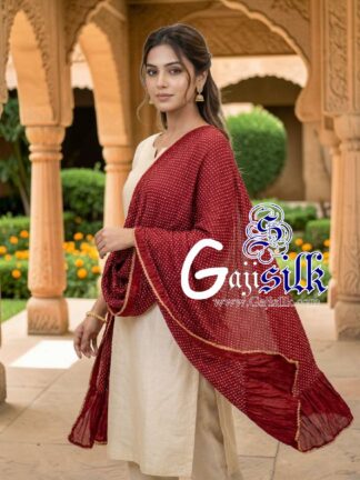 Red Rai Dani Dots Bandhani Dupatta Pure GajiSilk
