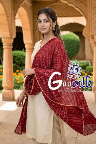 Red Rai Dani Dots Bandhani Dupatta Pure GajiSilk