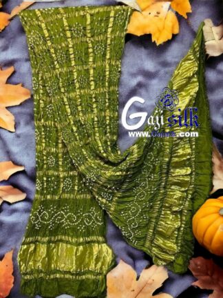 Mehendi Bandhani Gharchola Dupatta Gaji Silk