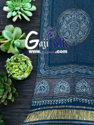 Rama Blue Peacock Bandhani Pure Gaji Silk Dupatta