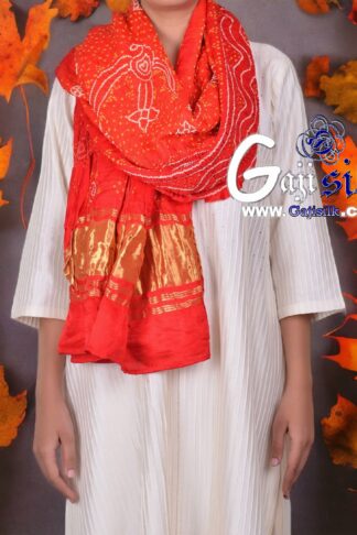 Orange Bandhani Chandrakhani Dupatta Pure GajiSilk