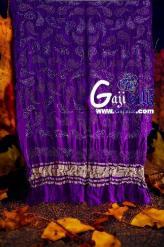 Purple Designer Bandhani Dupatta Pure Gaji Silk