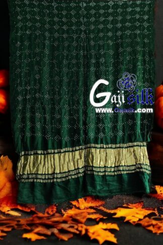 Green Designer Bandhani Dupatta Pure Gaji Silk