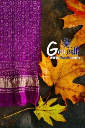 Dark Magenta Designer Bandhani Dupatta Pure Gaji Silk