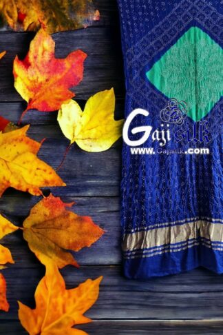Rama Blue Designer Bandhani Dupatta Pure Gaji Silk