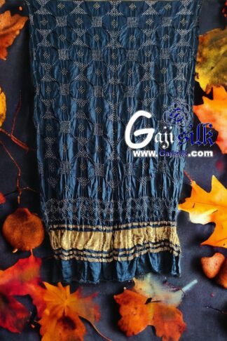 Navy Designer Bandhani Dupatta Pure Gaji Silk