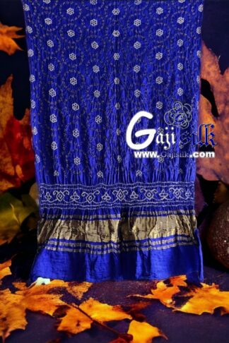 Blue Designer Bandhani Dupatta Pure Gaji Silk