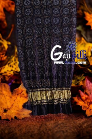 Black Designer Bandhani Dupatta Pure Gaji Silk