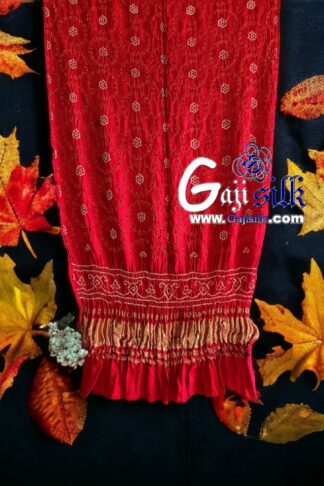 Dashing Red Designer Bandhani Dupatta Pure Gaji Silk