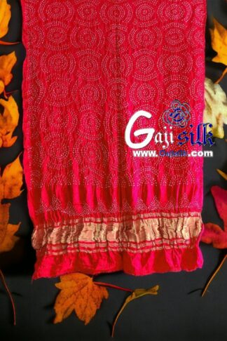 Red Designer Bandhani Dupatta Pure Gaji Silk