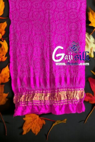 Magenta Designer Bandhani Dupatta Pure Gaji Silk
