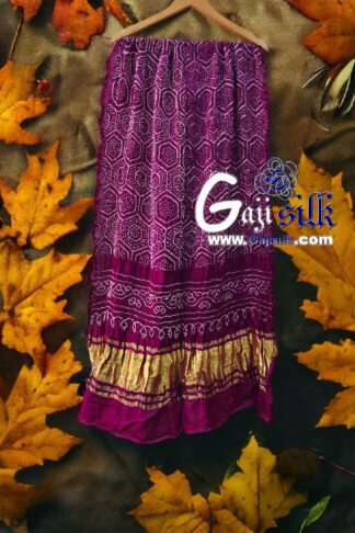 Brinjal Designer Bandhani Dupatta Pure Gaji Silk