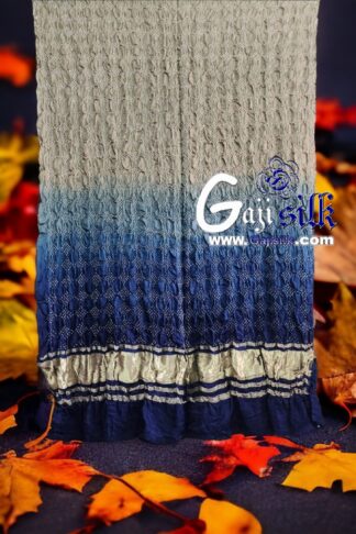 Silver Blue Designer Bandhani Dupatta Pure Gaji Silk