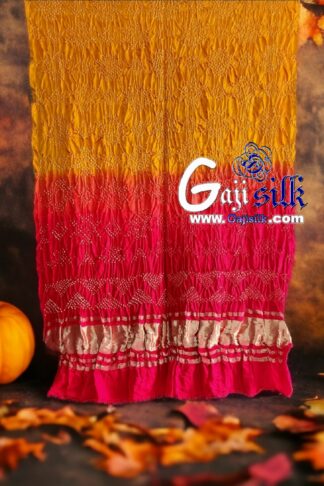 Mango Red Designer Bandhani Dupatta Pure Gaji Silk