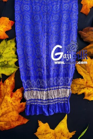 Blue Designer Bandhani Dupatta Pure Gaji Silk