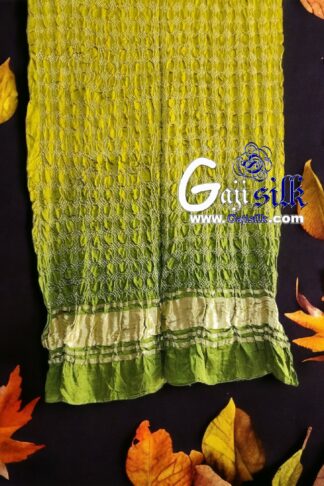 Yellow Mehendi Designer Bandhani Dupatta Pure Gaji Silk