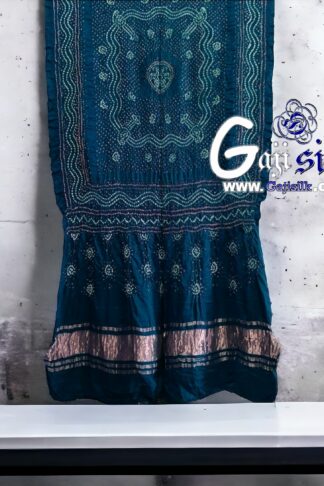 Peacock Blue Bandhani Chandrakhani Dupatta Pure GajiSilk