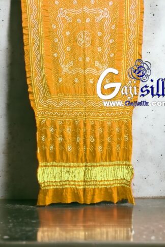 Mustered Bandhani Chandrakhani Dupatta Pure GajiSilk