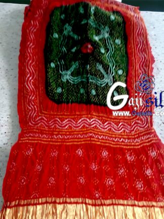 Red Green Bandhani Chandrakhani Dupatta Pure GajiSilk