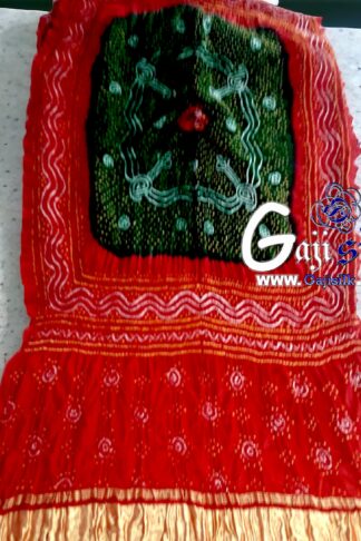 Red Green Bandhani Chandrakhani Dupatta Pure GajiSilk