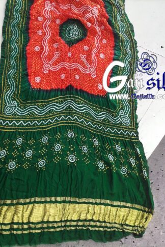 Green Red Bandhani Chandrakhani Dupatta Pure GajiSilk
