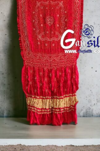 Red Bandhani Chandrakhani Dupatta Pure GajiSilk