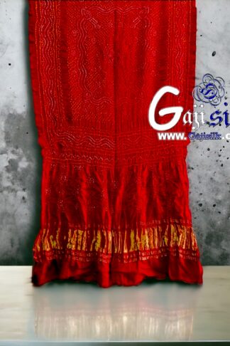 Burn Red Bandhani Chandrakhani Dupatta Pure GajiSilk