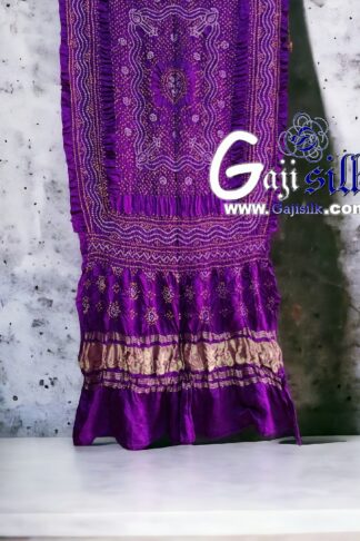 Brinjal Bandhani Chandrakhani Dupatta Pure GajiSilk