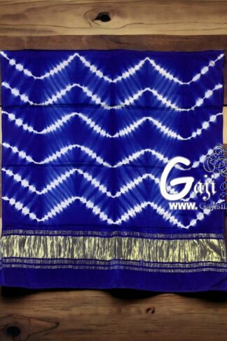 Blue Shibori Dupatta Leheriya ZigZag Gaji Silk
