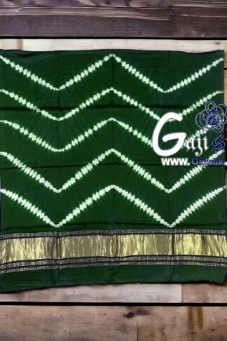 Green Shibori Dupatta Leheriya ZigZag Gaji Silk
