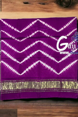 Magenta Shibori Dupatta Leheriya ZigZag Gaji Silk