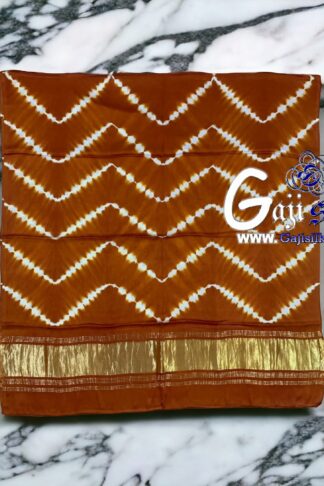 Mustured Shibori Dupatta Leheriya ZigZag Gaji Silk