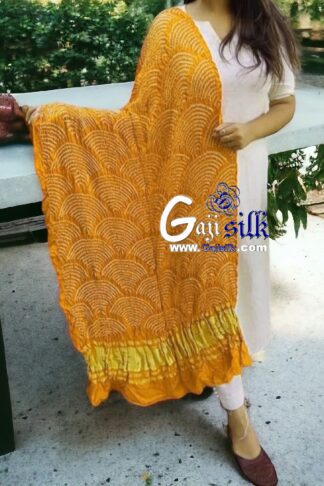 Mustered Bandhani Dupatta Wifi Design Pure Gaji Silk