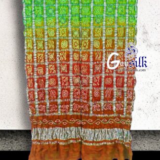 Parrot Rust Bandhani Gharchola Dupatta Pure GajiSilk