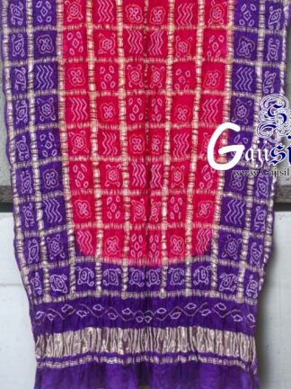 Purple Rani Bandhani Gharchola Dupatta Pure GajiSilk