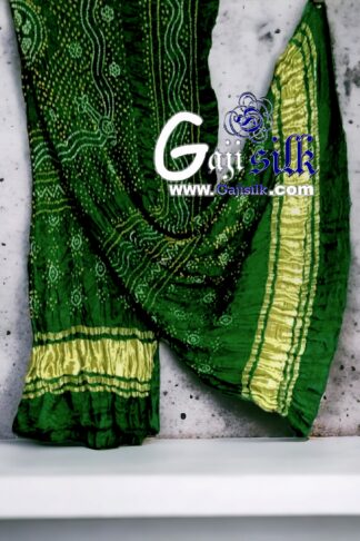 Deep Green Bandhani Chandrakhani Dupatta Pure GajiSilk