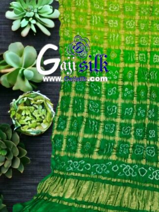 Parrot Green Bandhani Gharchola Dupatta Pure GajiSilk