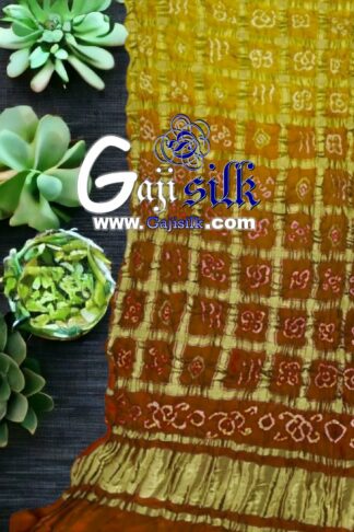 Rust Yellow Bandhani Gharchola Dupatta Pure GajiSilk