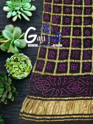 Black Pink Bandhani Gharchola Dupatta Pure GajiSilk