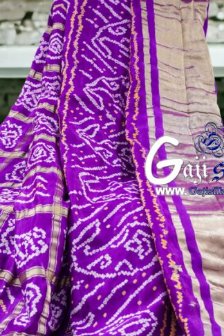 Brinjal Gharchola Rai Bandhani Saree Pure GajiSilk