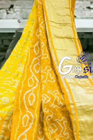 Yellow Light Sand Gharchola Rai Bandhani Saree Pure GajiSilk