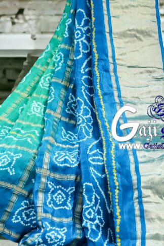 Aqua Sky Gharchola Rai Bandhani Saree Pure GajiSilk