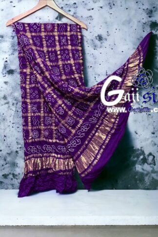 Purple Bandhani Gharchola Dupatta Pure GajiSilk